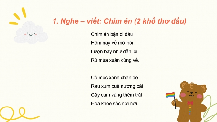 Giáo án điện tử Tiếng Việt 2 cánh diều Bài 23: Nghe – viết Chim én, Chữ hoa T