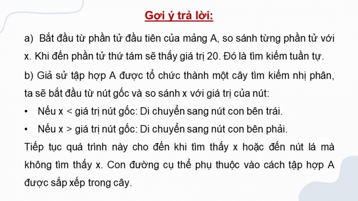 Giáo án điện tử chuyên đề Khoa học máy tính 12 chân trời Bài 2.3: Cây tìm kiếm nhị phân