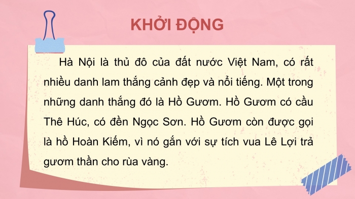 Giáo án điện tử Tiếng Việt 2 kết nối Bài 29: Hồ Gươm