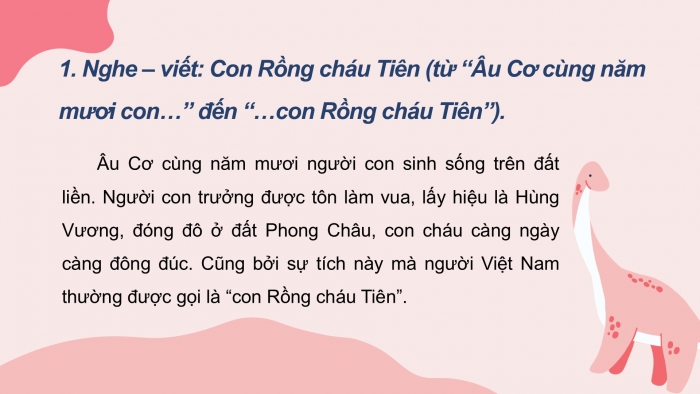 Giáo án điện tử Tiếng Việt 2 cánh diều Bài 32: Nghe – viết Con Rồng cháu Tiên, Chữ hoa Q (kiểu 2)