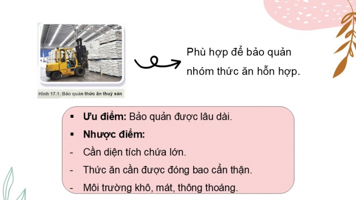 Giáo án điện tử Công nghệ 12 Lâm nghiệp - Thủy sản Kết nối Bài 17: Phương pháp bảo quản và chế biến thức ăn thủy sản