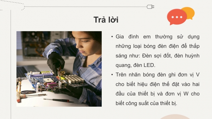 Giáo án điện tử KHTN 9 kết nối - Phân môn Vật lí Bài 13: Năng lượng của dòng điện và công suất điện