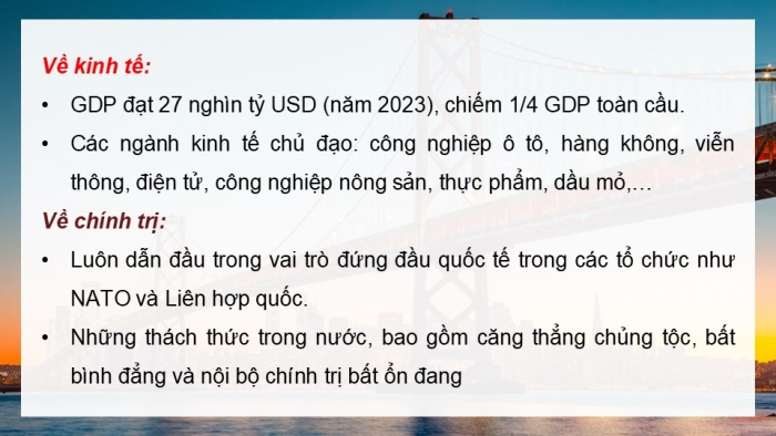 Giáo án điện tử Lịch sử 9 chân trời Bài 11: Nước Mỹ và các nước Tây Âu từ năm 1945 đến năm 1991