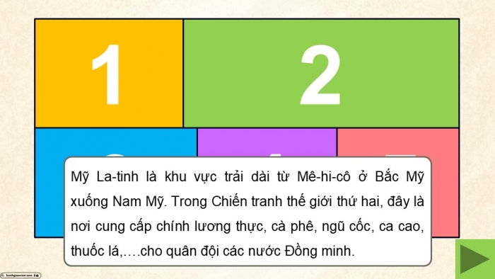 Giáo án điện tử Lịch sử 9 chân trời Bài 12: Mỹ La-tinh từ năm 1945 đến năm 1991