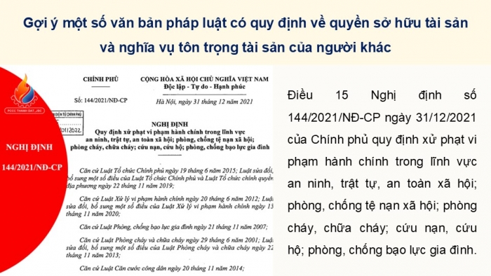 Giáo án điện tử Kinh tế pháp luật 12 kết nối Bài 9: Quyền và nghĩa vụ của công dân về sở hữu tài sản và tôn trọng tài sản của người khác