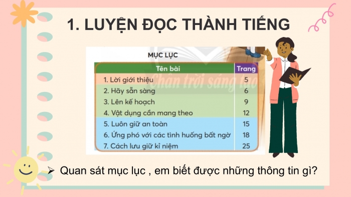 Giáo án điện tử Tiếng Việt 2 chân trời Bài 2: Đọc Mục lục sách, Nghe – viết Mẹ của Oanh, Phân biệt eo/oeo, d/r, ăc/ăt