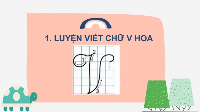 Giáo án điện tử Tiếng Việt 2 chân trời Bài 3: Viết chữ hoa V, Từ chỉ đặc điểm, Câu kiểu Ai thế nào?, dấu chấm, dấu chấm than