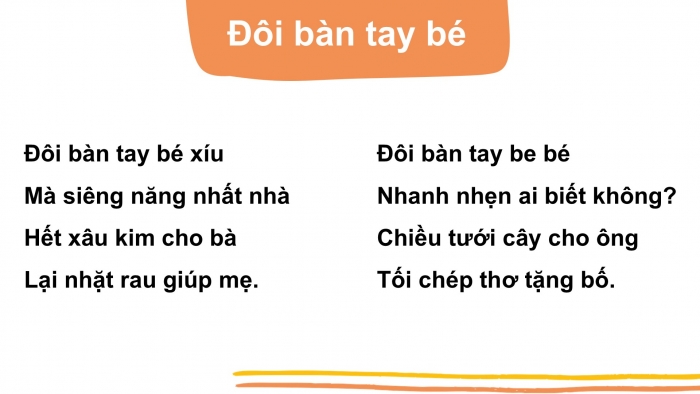 Giáo án điện tử Tiếng Việt 2 cánh diều Bài 1: Tập chép Đôi bàn tay bé, Chữ hoa A