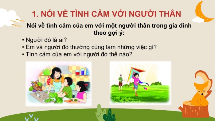 Giáo án điện tử Tiếng Việt 2 chân trời Bài 4: Luyện tập nói, viết về tình cảm với người thân