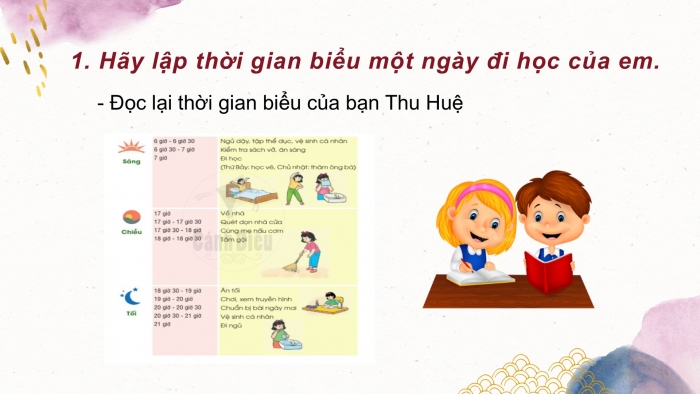 Giáo án điện tử Tiếng Việt 2 cánh diều Bài 21: Lập thời gian biểu một ngày đi học