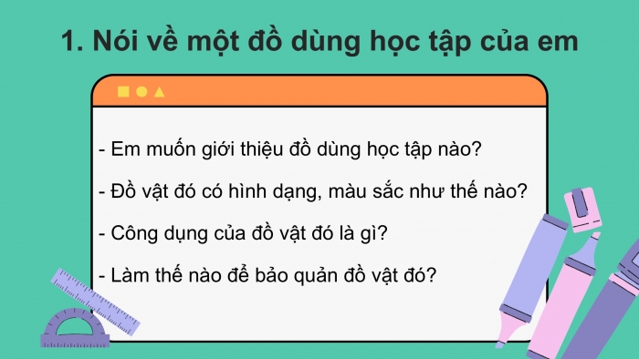 Giáo án điện tử Tiếng Việt 2 kết nối Bài 18: Viết đoạn văn giới thiệu một đồ dùng học tập, Đọc mở rộng