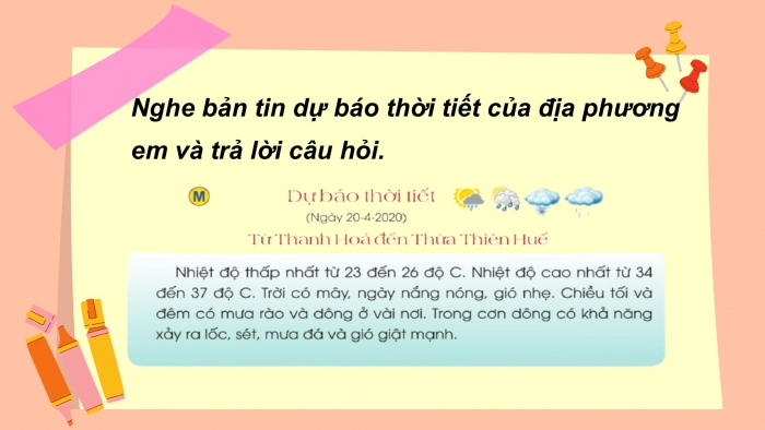 Giáo án điện tử Tiếng Việt 2 cánh diều Bài 29: Dự báo thời tiết