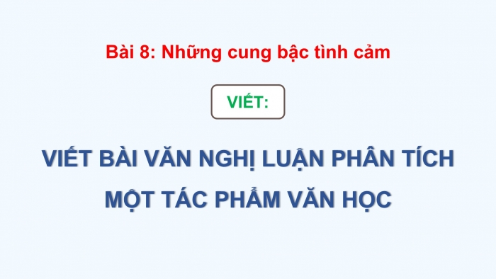 Giáo án điện tử Ngữ văn 9 chân trời Bài 8: Viết bài văn nghị luận phân tích một tác phẩm văn học