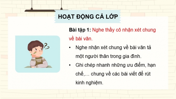 Giáo án điện tử Tiếng Việt 5 chân trời Bài 2: Trả bài văn tả người (Bài viết số 1)