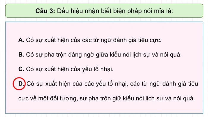 Giáo án điện tử Ngữ văn 12 cánh diều Bài 6: Biện pháp tu từ nói mỉa