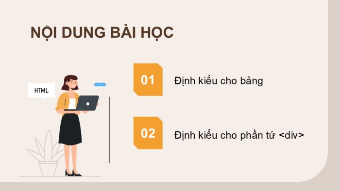 Giáo án điện tử Khoa học máy tính 12 chân trời Bài F11: Định kiểu CSS cho bảng và phần tử