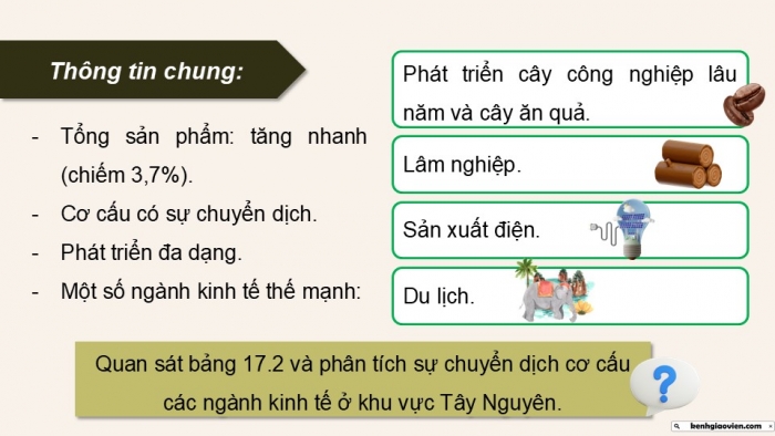 Giáo án điện tử Địa lí 9 kết nối Bài 17: Vùng Tây Nguyên (P2)