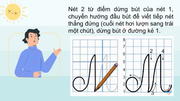 Giáo án điện tử Tiếng Việt 2 chân trời Bài 3: Viết chữ hoa M, Từ chỉ đặc điểm, Câu kiểu Ai thế nào?