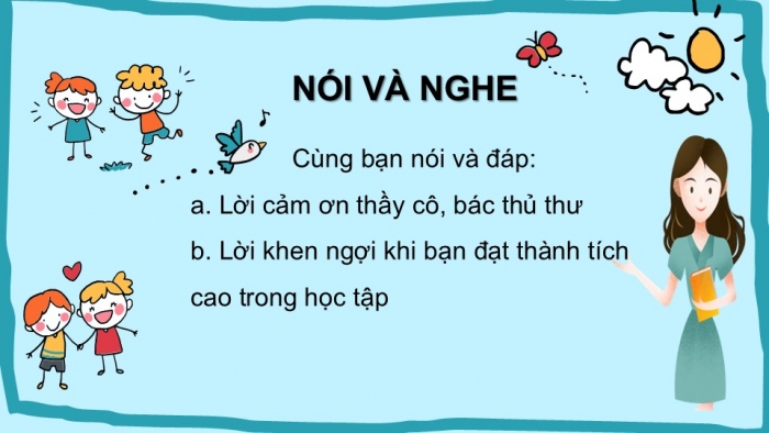 Giáo án điện tử Tiếng Việt 2 chân trời Ôn tập cuối học kì I - Ôn tập 1 (Tiết 3)