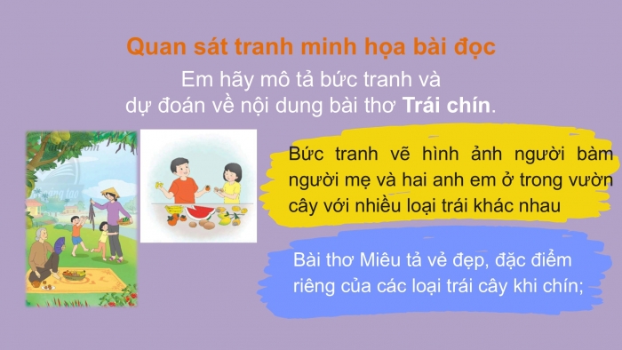 Giáo án điện tử Tiếng Việt 2 chân trời Bài 3: Đọc Trái chín