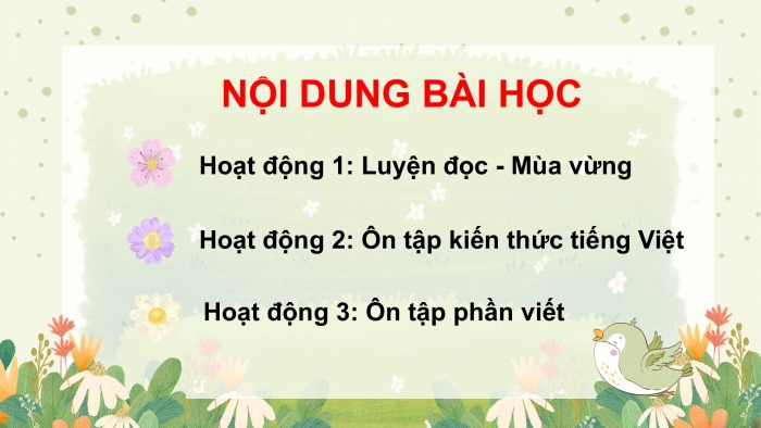 Giáo án PPT dạy thêm Tiếng Việt 5 chân trời bài 4: Bài đọc Mùa vừng. Luyện tập về đại từ. Viết đoạn văn cho bài văn kể chuyện sáng tạo