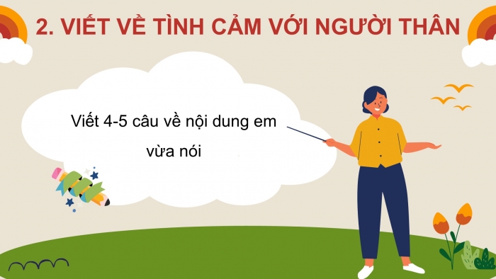 Giáo án điện tử Tiếng Việt 2 chân trời Bài 4: Luyện tập nói, viết về tình cảm với người thân