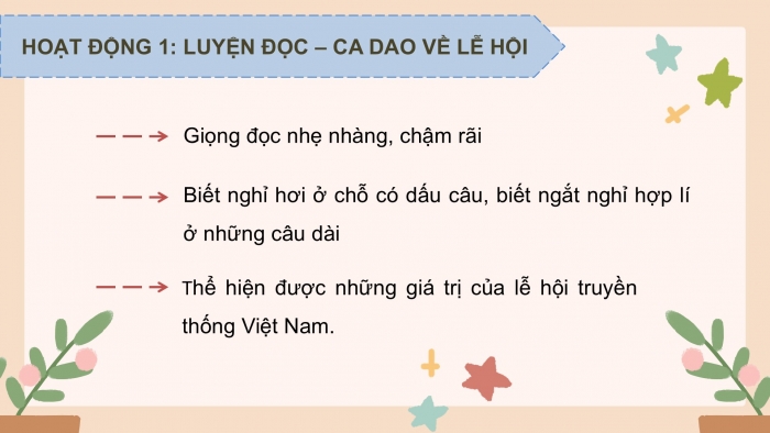 Giáo án PPT dạy thêm Tiếng Việt 5 chân trời bài 3: Bài đọc Ca dao về lễ hội. Luyện tập về kết từ. Trả bài văn kể chuyện sáng tạo (Bài viết số 2)