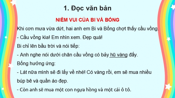 Giáo án điện tử tiếng Việt 2 kết nối Bài 3: Niềm vui của Bi và Bống