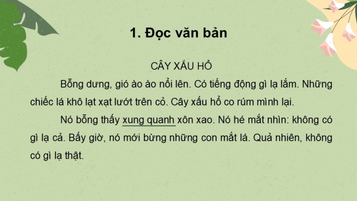 Giáo án điện tử tiếng Việt 2 kết nối Bài 7: Cây xấu hổ