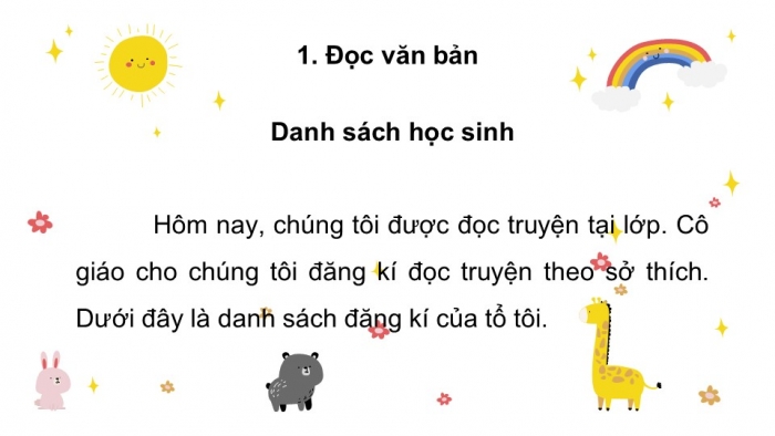 Giáo án điện tử tiếng Việt 2 kết nối Bài 12: Danh sách học sinh