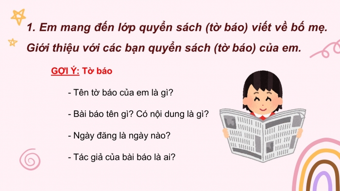 Giáo án điện tử Tiếng Việt 2 cánh diều Bài 14: Đọc sách báo viết về bố mẹ