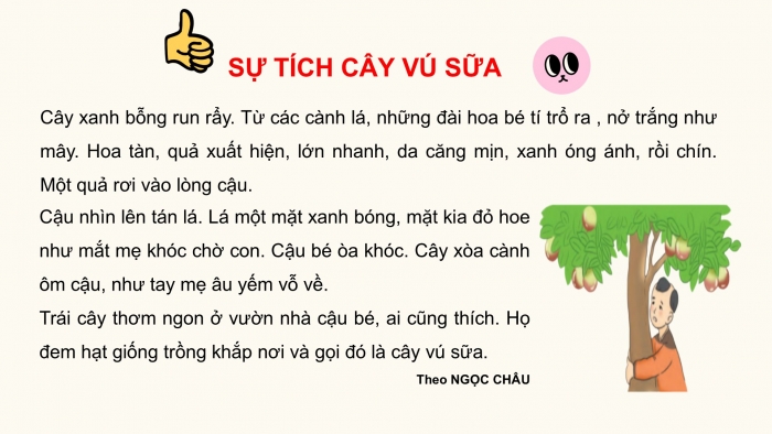 Giáo án điện tử Tiếng Việt 2 cánh diều Bài 15: Sự tích cây vú sữa