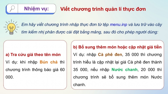 Giáo án điện tử chuyên đề Khoa học máy tính 12 kết nối Bài 8: Thực hành cây tìm kiếm nhị phân