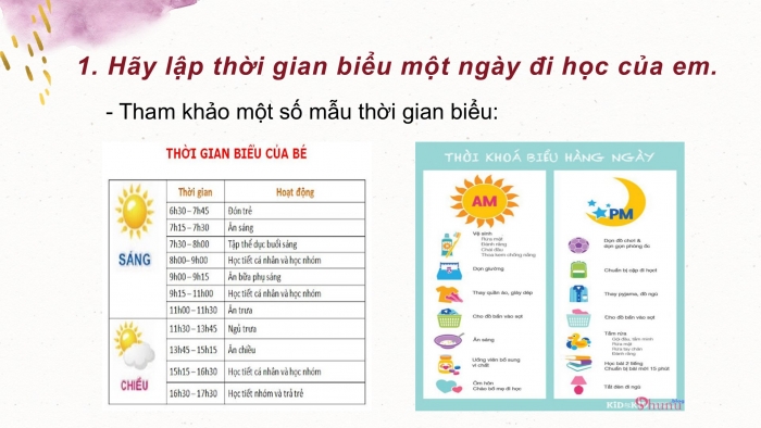 Giáo án điện tử Tiếng Việt 2 cánh diều Bài 21: Lập thời gian biểu một ngày đi học