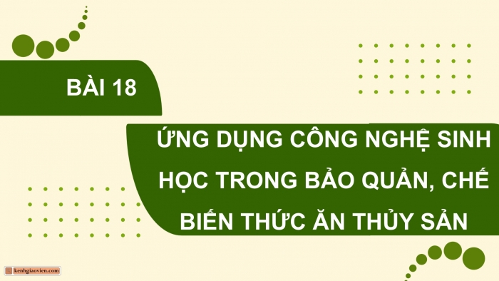 Giáo án điện tử Công nghệ 12 Lâm nghiệp - Thủy sản Kết nối Bài 18: Ứng dụng công nghệ sinh học trong bảo quản, chế biến thức ăn thủy sản