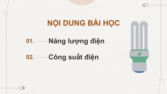 Giáo án điện tử KHTN 9 chân trời - Phân môn Vật lí Bài 11: Năng lượng điện. Công suất điện