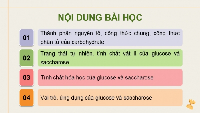 Giáo án điện tử KHTN 9 chân trời - Phân môn Hoá học Bài 27: Glucose và saccharose