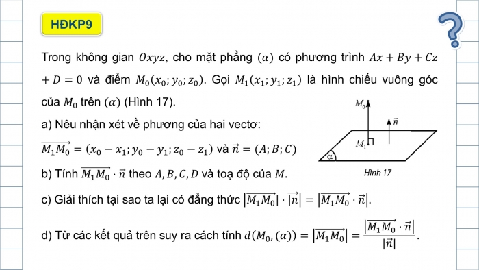 Giáo án điện tử Toán 12 chân trời Bài 1: Phương trình mặt phẳng (P2)