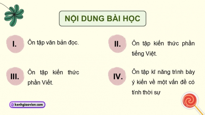 Giáo án điện tử Ngữ văn 9 chân trời Bài 8: Ôn tập