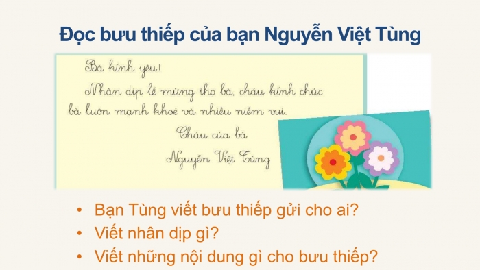 Giáo án điện tử Tiếng Việt 2 chân trời Bài 4: Viết bưu thiếp