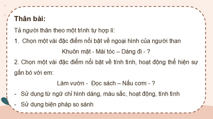 Giáo án điện tử Tiếng Việt 5 chân trời Bài 7: Viết bài văn tả người (Bài viết số 1)