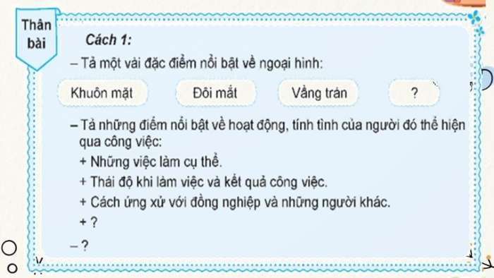 Giáo án điện tử Tiếng Việt 5 chân trời Bài 1: Luyện tập lập dàn ý cho bài văn tả người