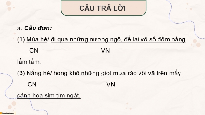 Giáo án điện tử Tiếng Việt 5 chân trời Bài 3: Luyện tập về câu đơn và câu ghép