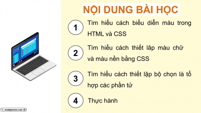 Giáo án điện tử Khoa học máy tính 12 kết nối Bài 15: Tạo màu cho chữ và nền