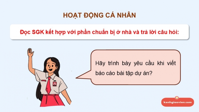 Giáo án điện tử Ngữ văn 12 kết nối Bài 6: Viết báo cáo kết quả của bài tập dự án