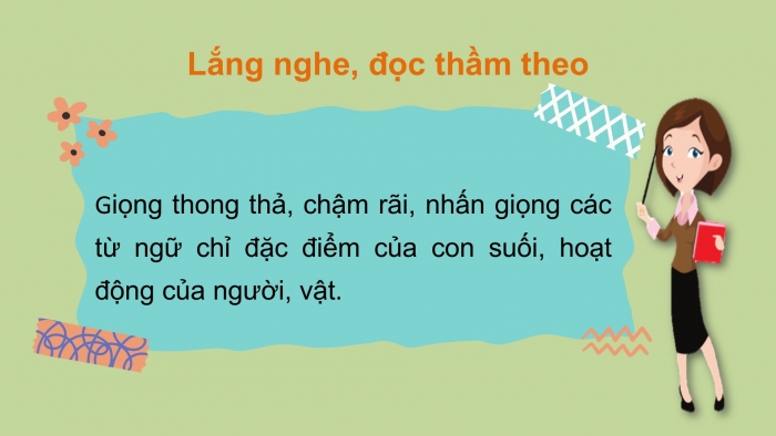 Giáo án điện tử Tiếng Việt 2 chân trời Bài 2: Đọc Con suối bản tôi, Nghe – viết Con suối bản tôi, Phân biệt eo/oe, iêu/ ươu, ui/uôi