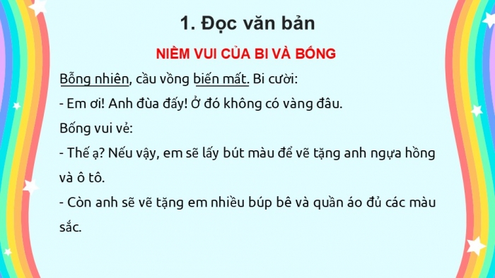 Giáo án điện tử tiếng Việt 2 kết nối Bài 3: Niềm vui của Bi và Bống