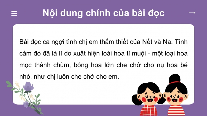 Giáo án điện tử tiếng Việt 2 kết nối Bài 25: Sự tích hoa tỉ muội