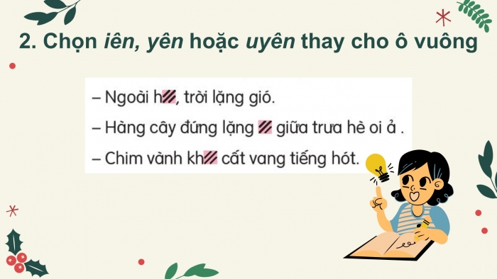 Giáo án điện tử tiếng Việt 2 kết nối Bài 26: Nghe – viết Em mang về yêu thương, Phân biệt iên/yên/uyên, r/d/gi, ai/ay