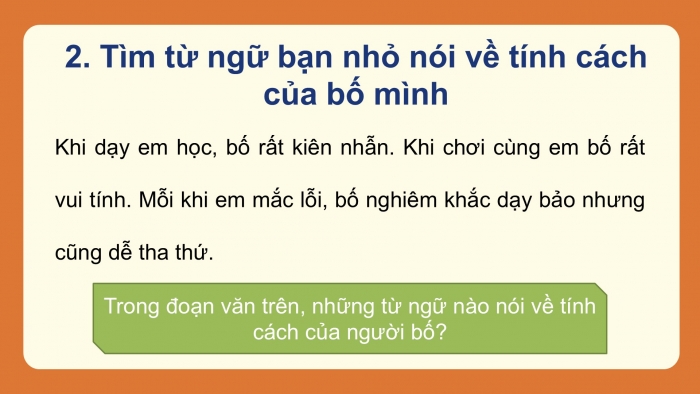 Giáo án điện tử tiếng Việt 2 kết nối Bài 28: Mở rộng vốn từ về tình cảm gia đình; Dấu chấm, dấu chấm hỏi, dấu chấm than